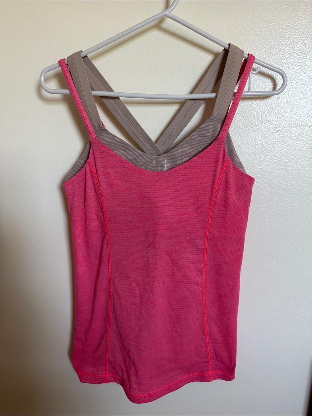 lululemon athletica Pink Tank with Contrasting Tan Straps